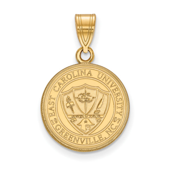 14k Gold Plated Silver East Carolina U Medium Crest Pendant