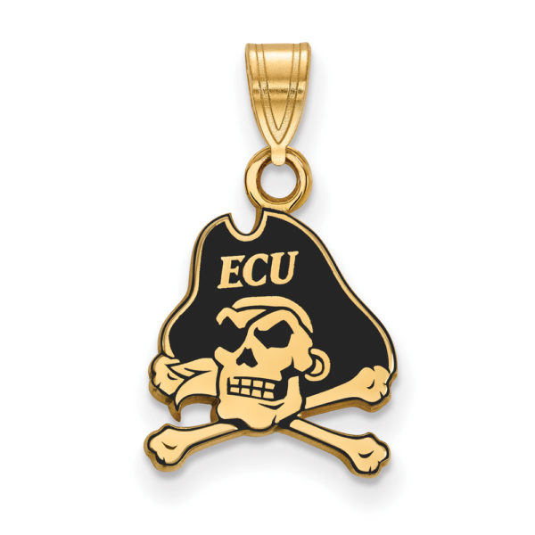 14k Gold Plated Silver East Carolina U Small Enamel Pendant