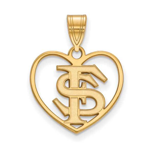 14k Gold Plated Silver Florida State Heart Pendant