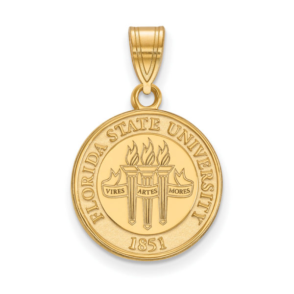 14k Gold Plated Silver Florida State Medium Crest Pendant