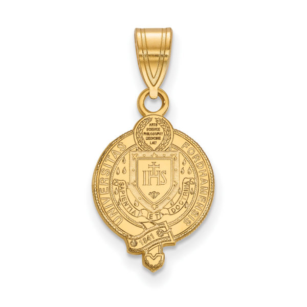 14k Gold Plated Silver Fordham U Medium Crest Pendant