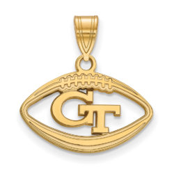 14k Gold Plated Silver Georgia Tech Football Pendant