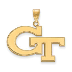 14k Gold Plated Silver Georgia Technology GT Large Pendant