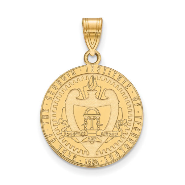 14k Gold Plated Silver Georgia Technology Large Crest Pendant