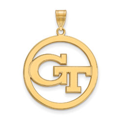 14k Gold Plated Silver Georgia Technology Lg 'GT' Circle Pendant