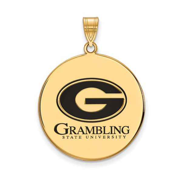 14k Gold Plated Silver Grambling State XL Enamel Disc Pendant