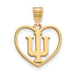 14k Gold Plated Silver Indiana U Heart Pendant