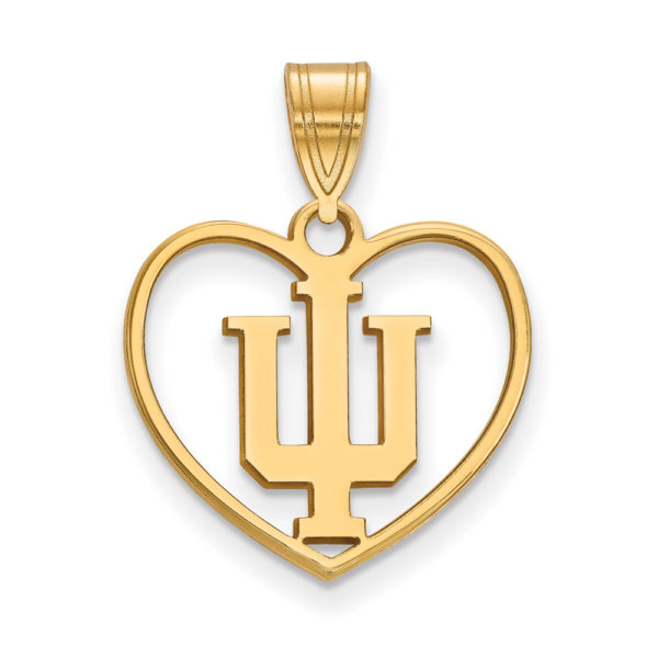 14k Gold Plated Silver Indiana U Heart Pendant