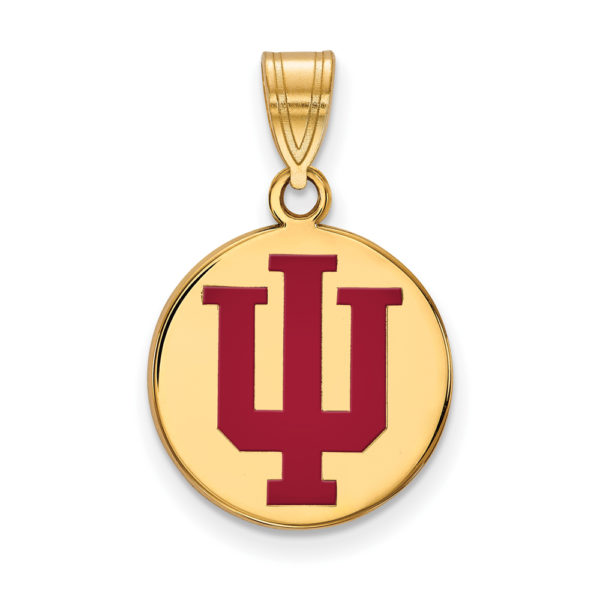 14k Gold Plated Silver Indiana U Medium Enamel Disc Pendant