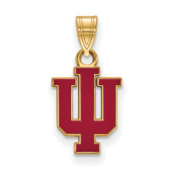 14k Gold Plated Silver Indiana U Small Enamel Pendant