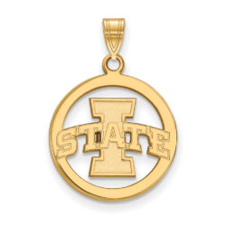 14k Gold Plated Silver Iowa State Small Circle Pendant