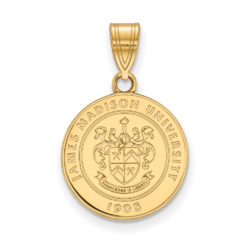 14k Gold Plated Silver James Madison U Medium Crest Pendant