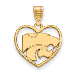 14k Gold Plated Silver Kansas State Heart Pendant