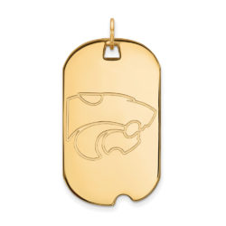 14k Gold Plated Silver Kansas State Large Dog Tag Pendant