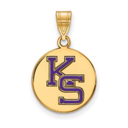 14k Gold Plated Silver Kansas State Med Enamel Disc Pendant