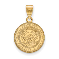 14k Gold Plated Silver Kansas State Medium Crest Pendant