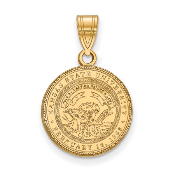 14k Gold Plated Silver Kansas State Medium Crest Pendant