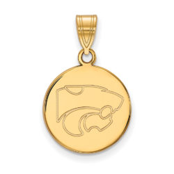 14k Gold Plated Silver Kansas State Medium Disc Pendant