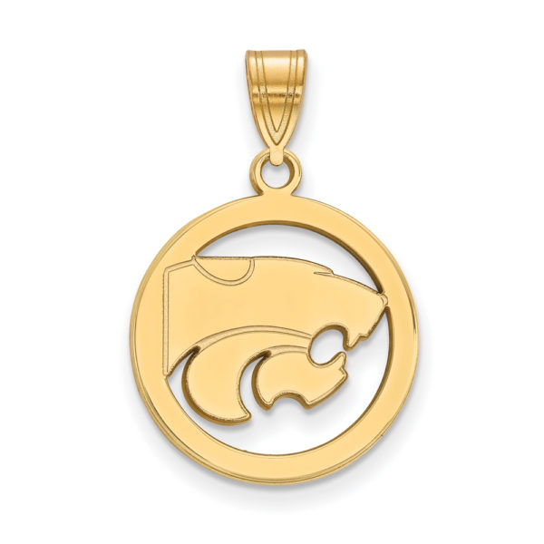 14k Gold Plated Silver Kansas State Small Circle Pendant