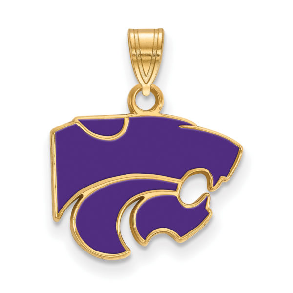 14k Gold Plated Silver Kansas State Small Enamel Pendant