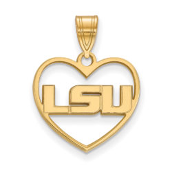 14k Gold Plated Silver Louisiana State Heart Pendant