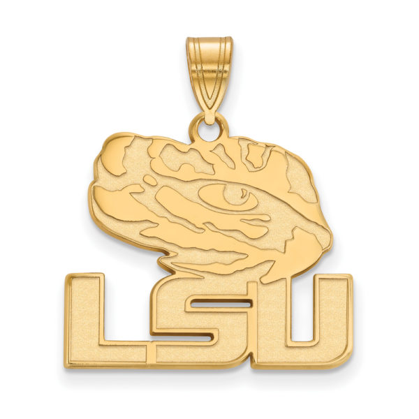 14k Gold Plated Silver Louisiana State Large 'LSU' Mascot Pendant