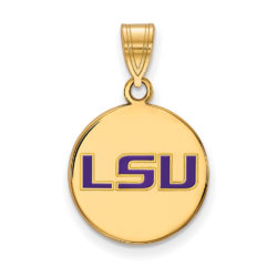 14k Gold Plated Silver Louisiana State Medium Enamel Disc Pendant