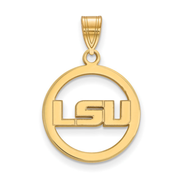 14k Gold Plated Silver Louisiana State Small Circle Pendant