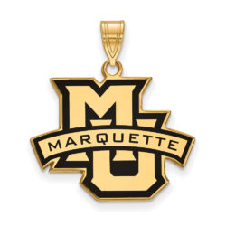 14k Gold Plated Silver Marquette U Large Enamel Pendant