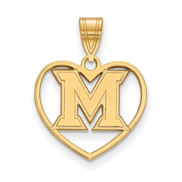 14k Gold Plated Silver Miami U Heart Pendant