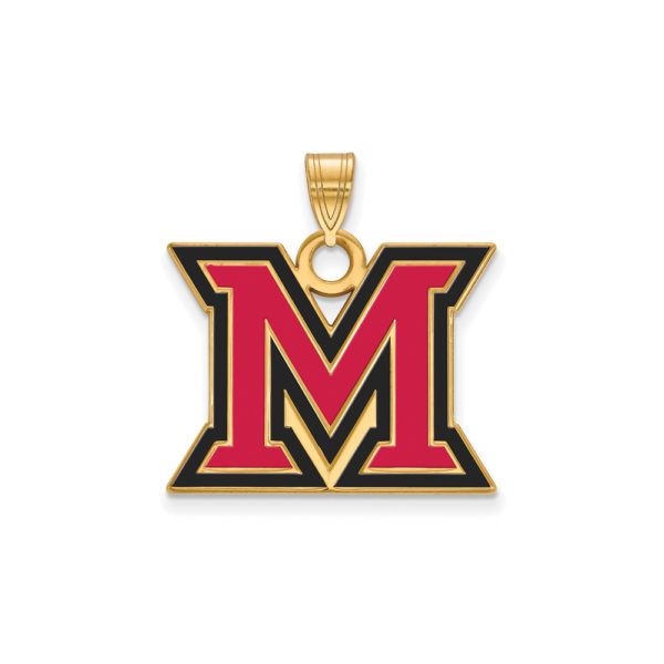 14k Gold Plated Silver Miami U Large Enamel Pendant