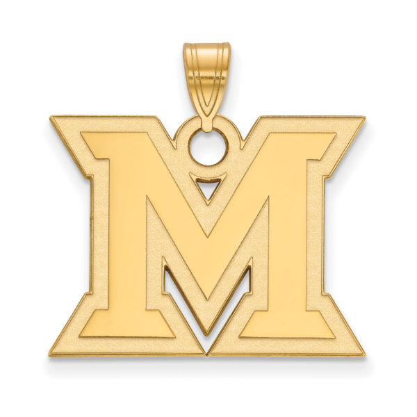 14k Gold Plated Silver Miami U Large Initial M Pendant