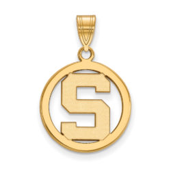 14k Gold Plated Silver Michigan State Small Circle Pendant