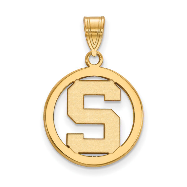 14k Gold Plated Silver Michigan State Small Circle Pendant