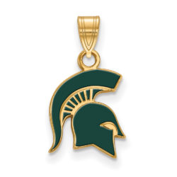 14k Gold Plated Silver Michigan State Small Enamel Logo Pendant