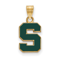 14k Gold Plated Silver Michigan State Small Enamel 'S' Pendant