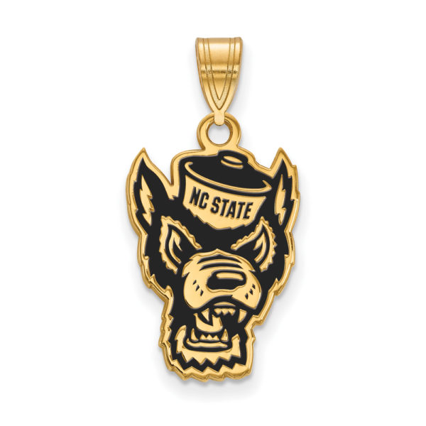 14k Gold Plated Silver NC State Large Enamel Pendant