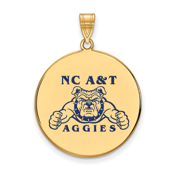 14k Gold Plated Silver North Carolina A&T XL Enamel Disc Pendant