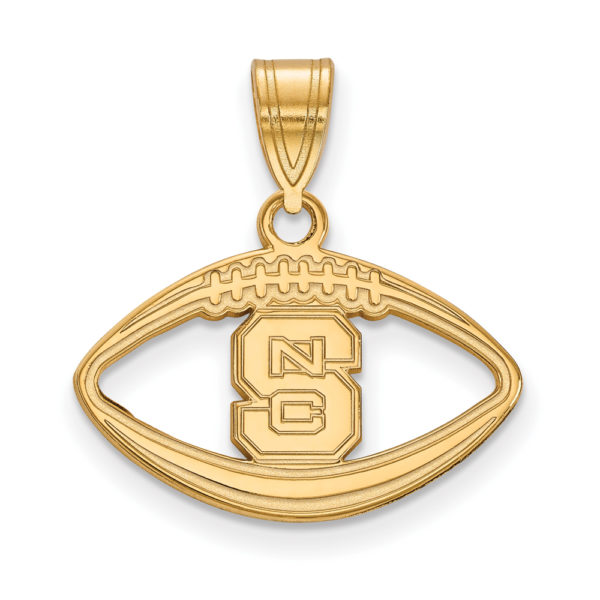 14k Gold Plated Silver North Carolina State Football Pendant