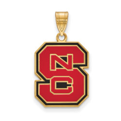 14k Gold Plated Silver North Carolina State Large Enamel 'NCS' Pendant