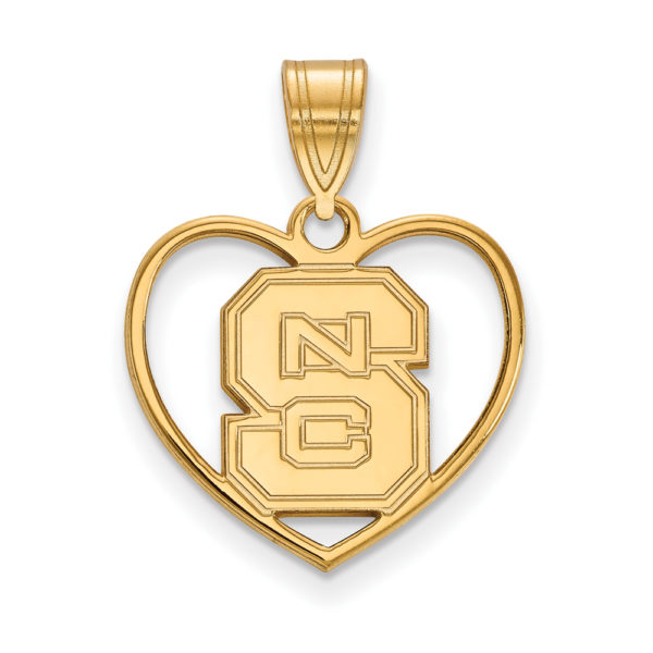 14k Gold Plated Silver North Carolina State Pendant in Heart