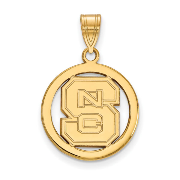 14k Gold Plated Silver North Carolina State Small 'NCS' Circle Pendant