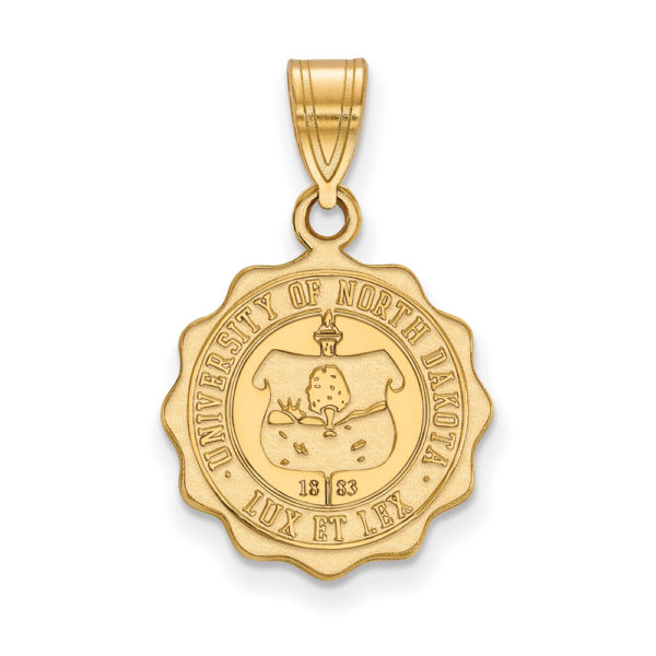 14k Gold Plated Silver North Dakota Medium Crest Pendant