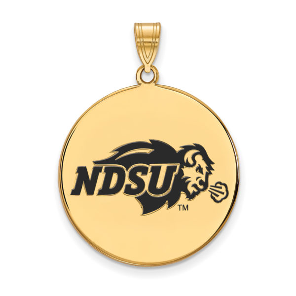 14k Gold Plated Silver North Dakota State XL Enamel Disc Pendant