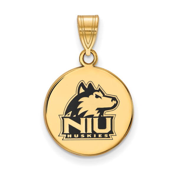 14k Gold Plated Silver Northern Illinois U Md Enamel Disc Pendant