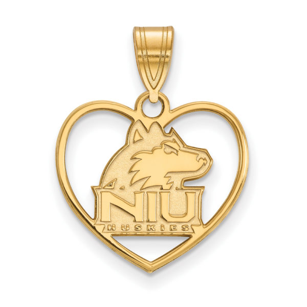 14k Gold Plated Silver Northern Illinois U. Heart Pendant