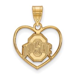 14k Gold Plated Silver Ohio State Heart Pendant