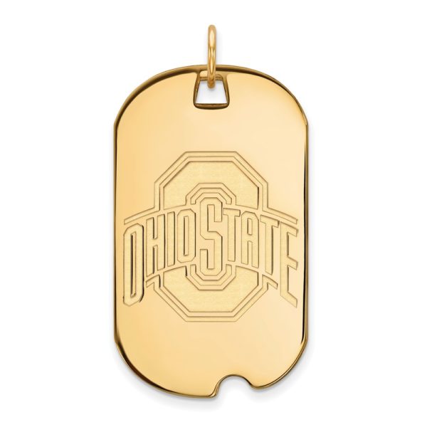 14k Gold Plated Silver Ohio State Large Dog Tag Pendant