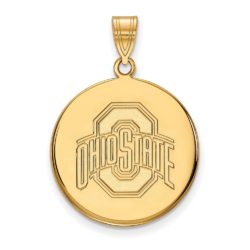 14k Gold Plated Silver Ohio State Large Logo Disc Pendant