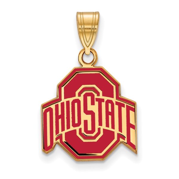 14k Gold Plated Silver Ohio State Medium Enamel Logo Pendant